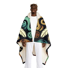 Hooded Sherpa Fleece Blanket with Wizard School Design