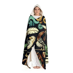 Hooded Sherpa Fleece Blanket with Wizard School Design