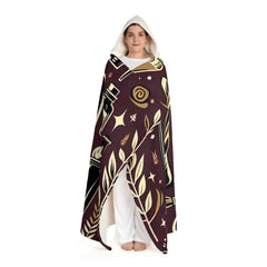 Hooded Sherpa Fleece Blanket with Wizard Symbols One size
