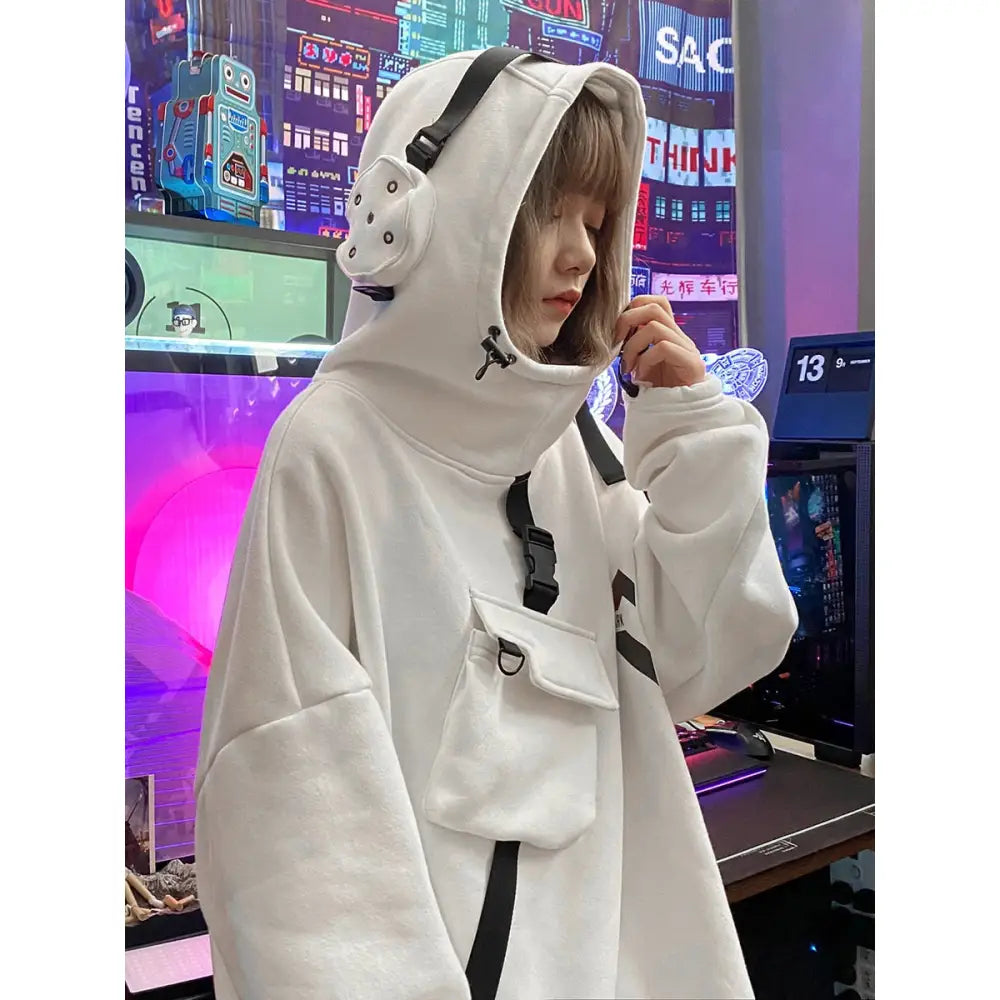 Hoodie Futuristic Streetwear Laser Reflection Design