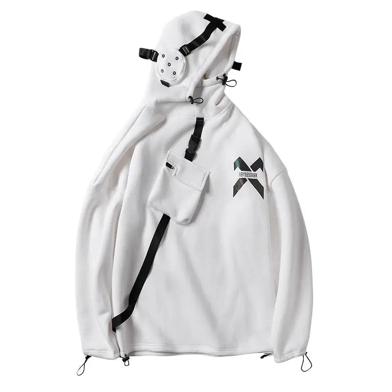 Hoodie Futuristic Streetwear Laser Reflection Design White