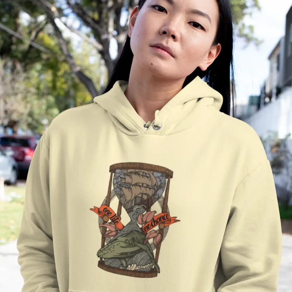 Hoodie One-Life One-Chance Whale and Boat Design Inside