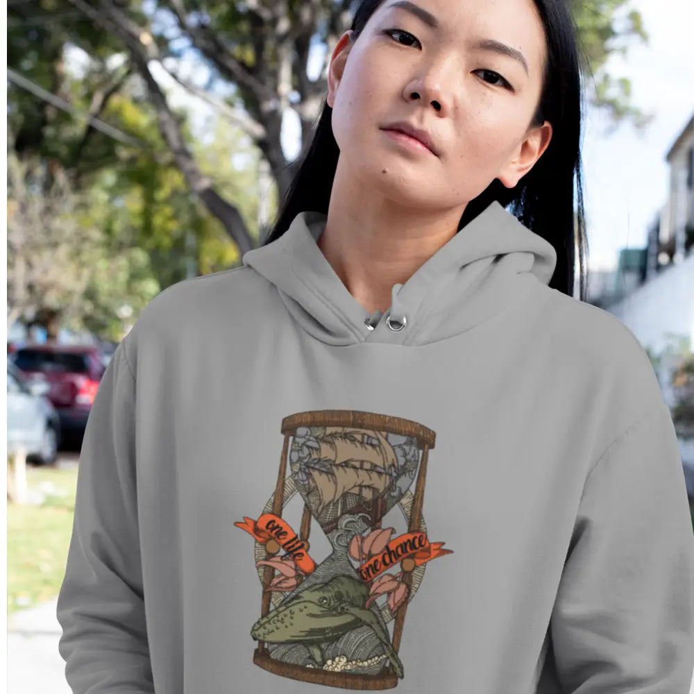 Hoodie One-Life One-Chance Whale and Boat Design Inside