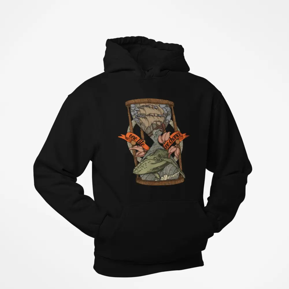 Hoodie One-Life One-Chance Whale and Boat Design Inside