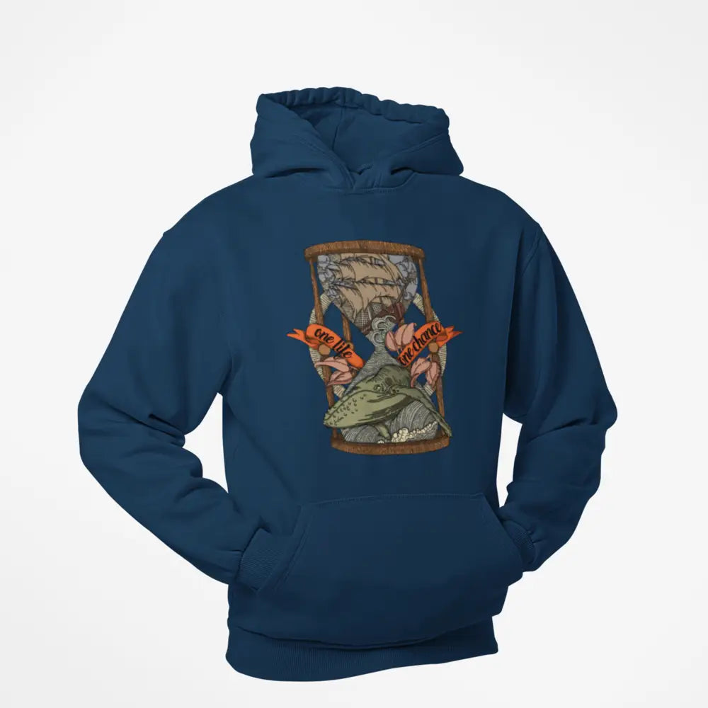 Hoodie One-Life One-Chance Whale and Boat Design Inside