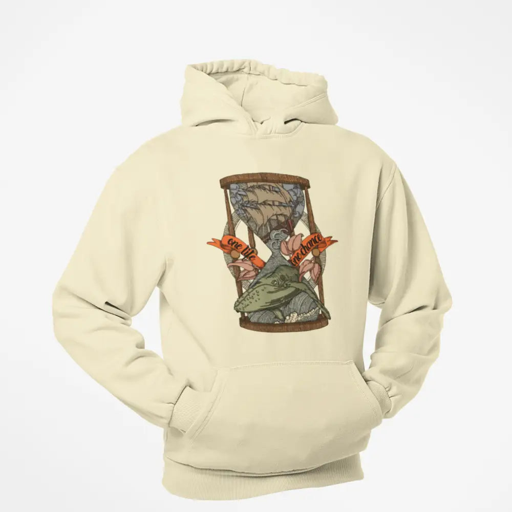 Hoodie One-Life One-Chance Whale and Boat Design Inside