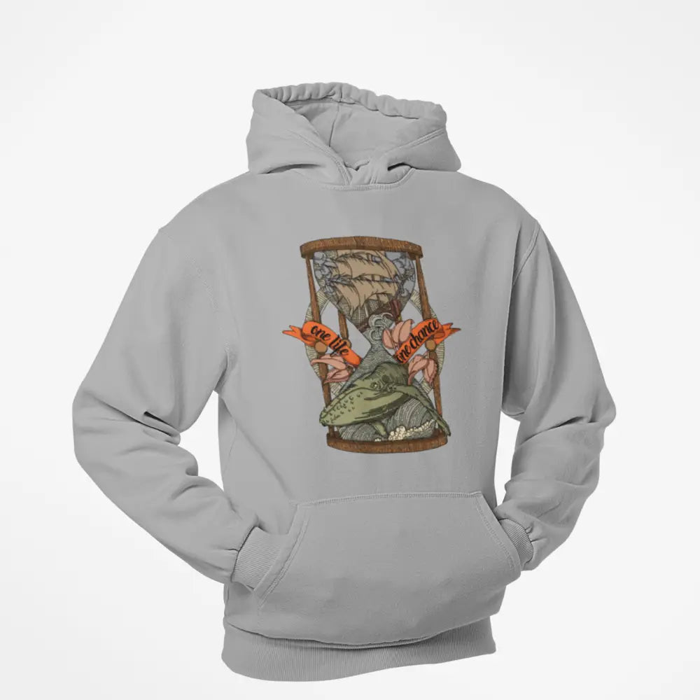 Hoodie One-Life One-Chance Whale and Boat Design Inside