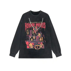 Horror Movies Long Sleeve Necklace Retro Sweatshirt / M