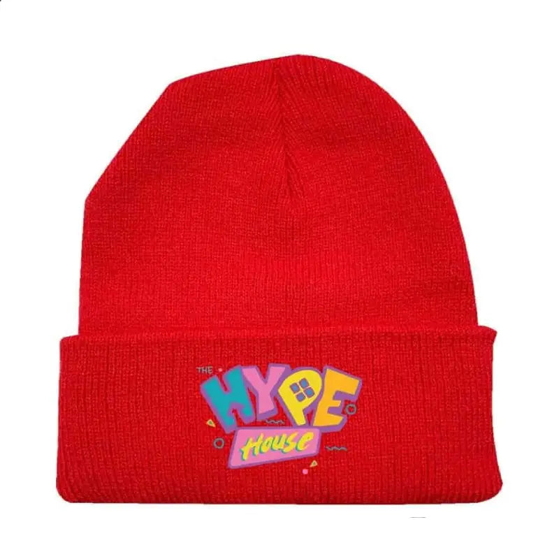 Hype House Elastic Knitted Hat for Women Red2 / One Size
