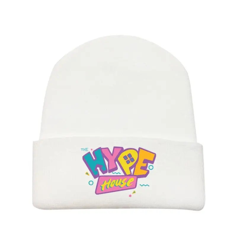 Hype House Elastic Knitted Hat for Women White2 / One Size