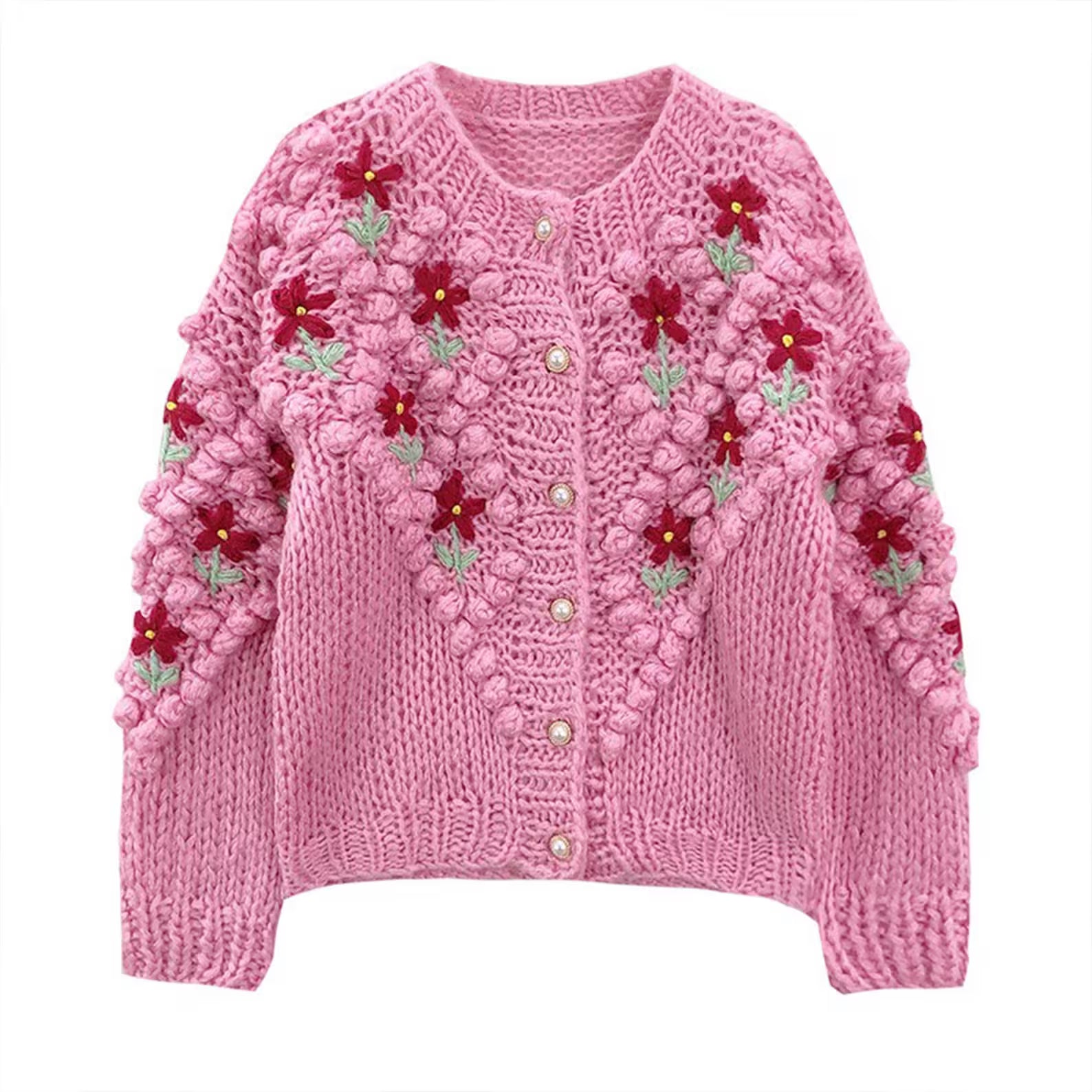 Knitted Y2K Aesthetic Button Up Long Sleeve Cardigan
