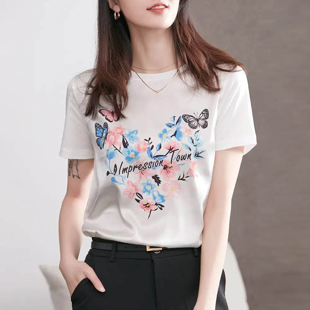 Impression Town Floral Butterfly T-shirt