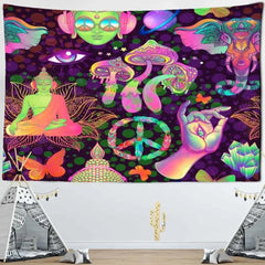 Indian Mandala Psychedelic Mushroom Tapestry Wall