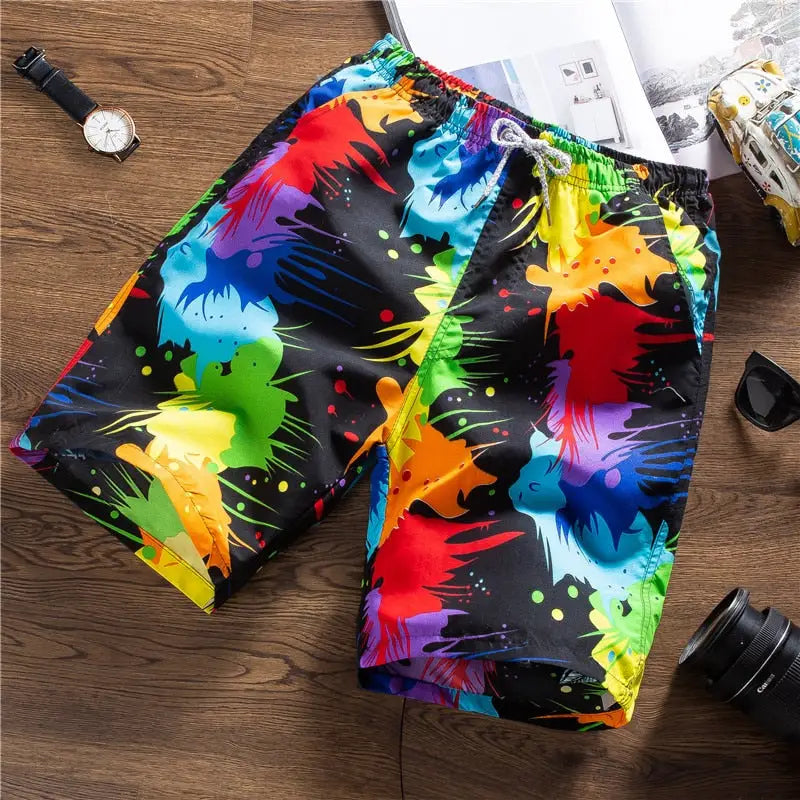 Ink Blow Colorful Swim Suit Short - Shorts