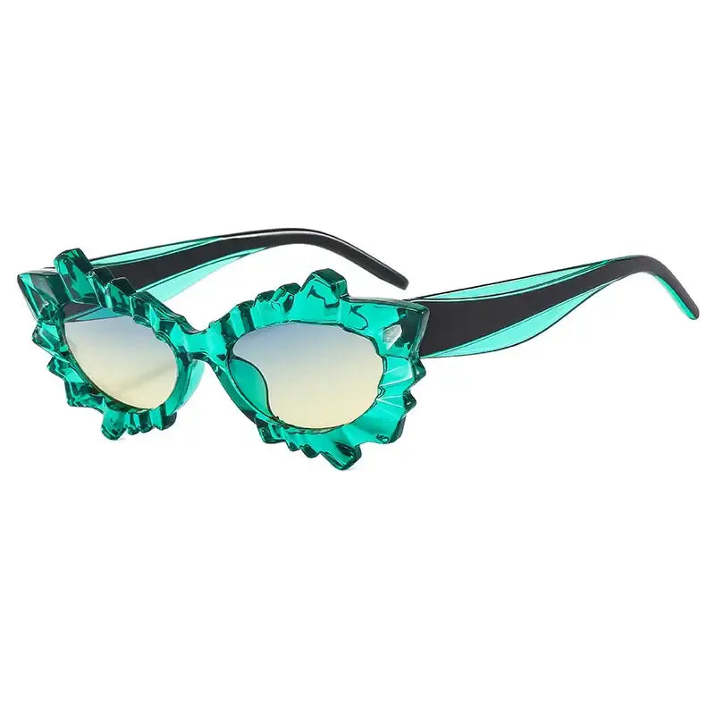 Irregular Cat Eye Gradient Sunglasses for Women Green