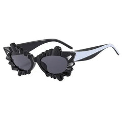 Irregular Cat Eye Gradient Sunglasses for Women White Black