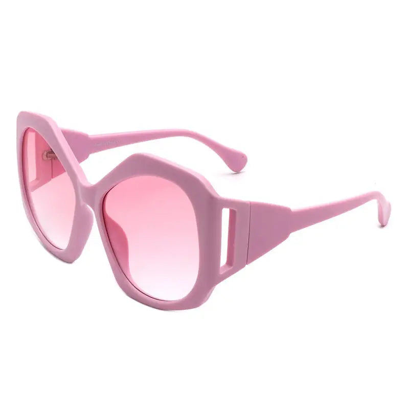 Irregular Colorful Oversized Sunglasses - Pink / One Size