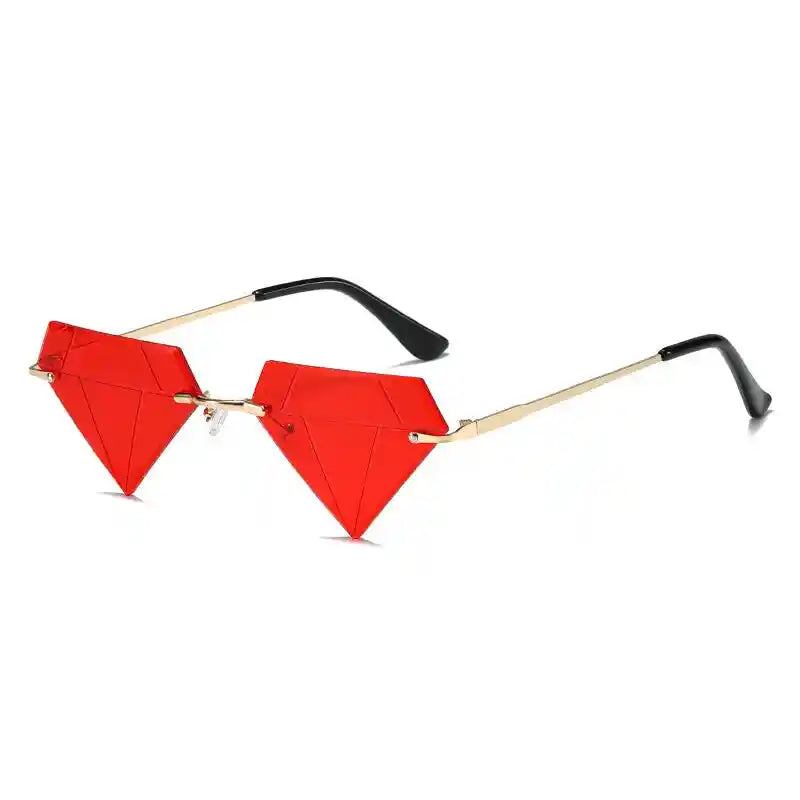 Irregular Diamond Shape Small Frame Sunglasses Red