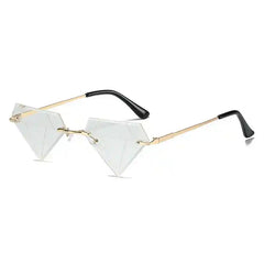 Irregular Diamond Shape Small Frame Sunglasses White