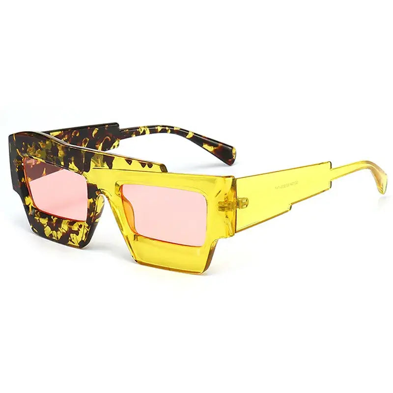 Irregular Retro Double Color Trendy Eyewear - Leopard