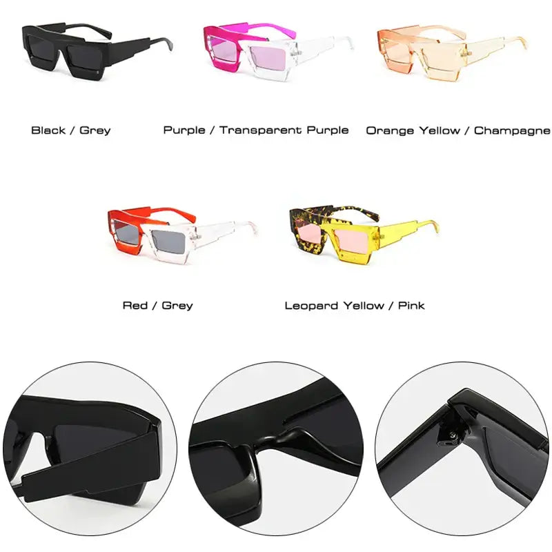 Irregular Retro Double Color Trendy Eyewear - Sunglasses