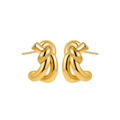 Irregular Round Stainless Steel Hammered Stud Hoop Earring