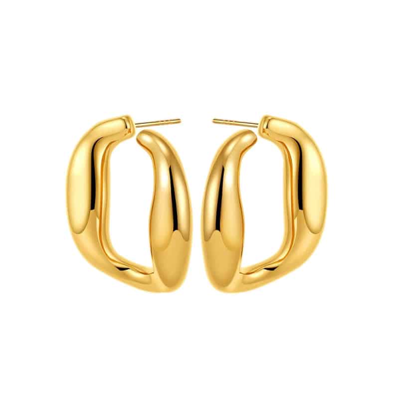 Irregular Round Stainless Steel Hammered Stud Hoop Earring