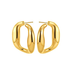 Irregular Round Stainless Steel Hammered Stud Hoop Earring