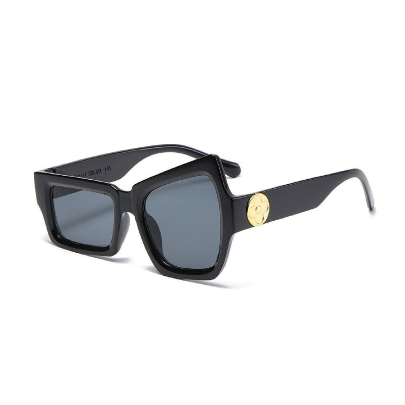 Irregular Shaped Sunglasses - Black / One Size