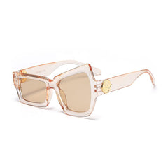 Irregular Shaped Sunglasses - Brown / One Size