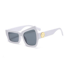 Irregular Shaped Sunglasses - White / One Size