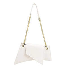 Irregular Shaped With Chain Shoulder Bag - White / One Size