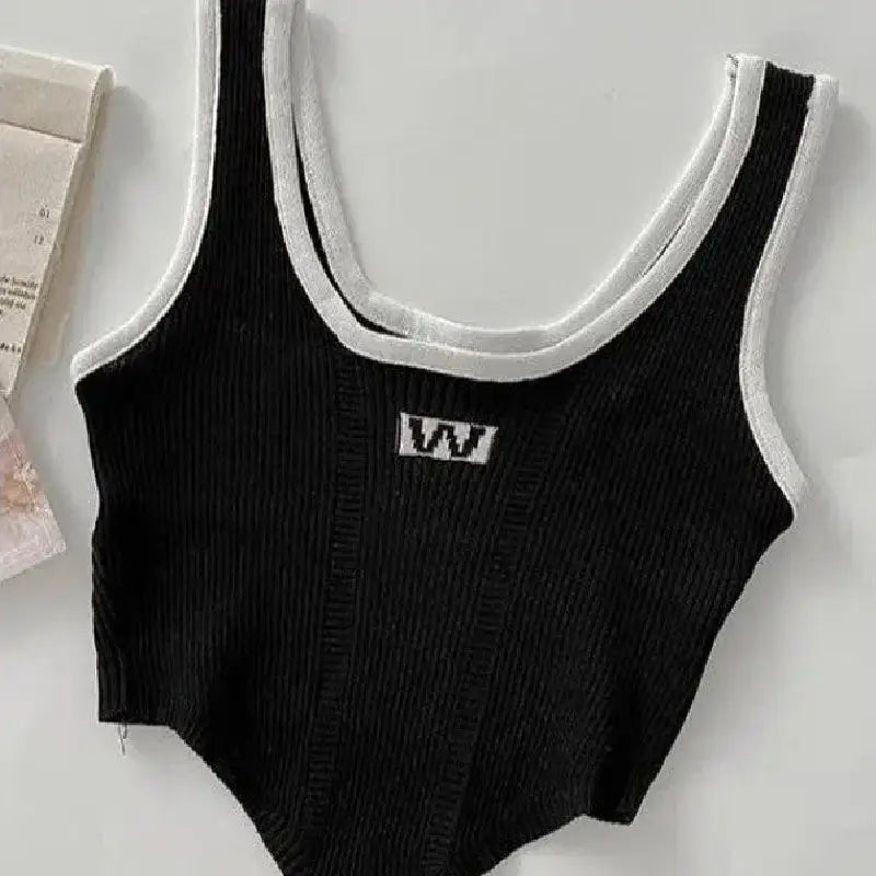 Irregular Sleeveless Crop Tops for Women Black / One Size