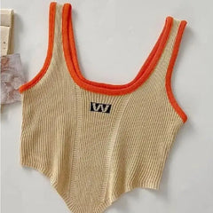 Irregular Sleeveless Crop Tops for Women Khaki / One Size