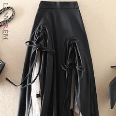 Irregular Spliced Mesh High Waist Skirt