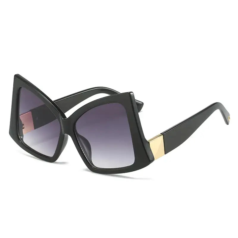 Irregular Square Double Color Sunglasses - Black