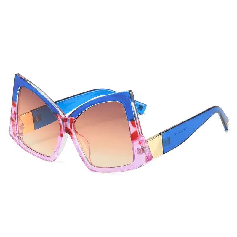 Irregular Square Double Color Sunglasses - Blue