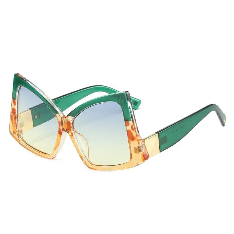 Irregular Square Double Color Sunglasses - Geen