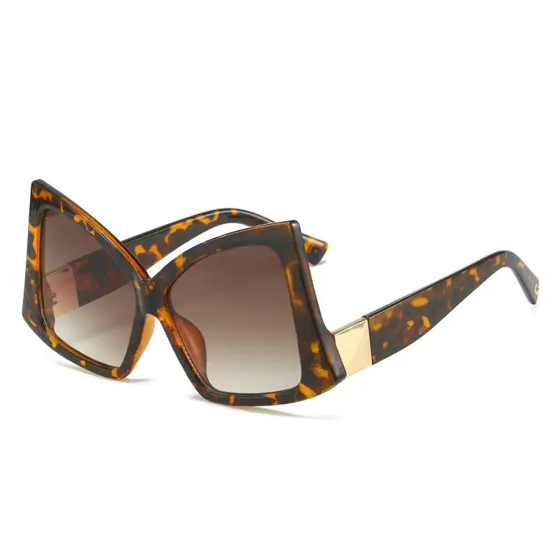 Irregular Square Double Color Sunglasses - Leopard