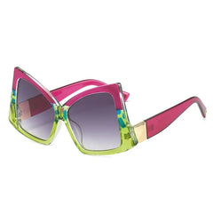 Irregular Square Double Color Sunglasses - Purple