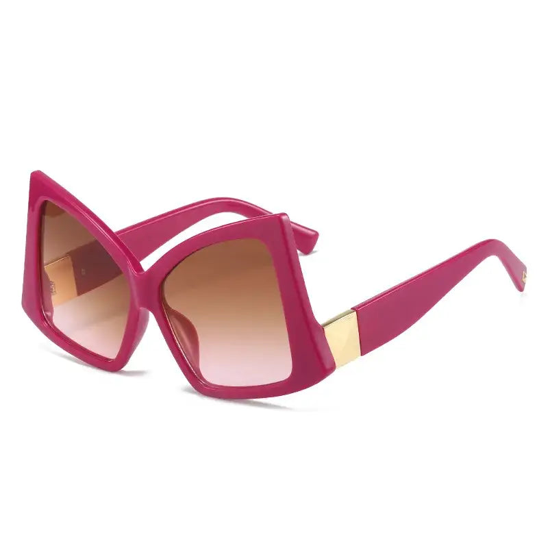 Irregular Square Double Color Sunglasses - Red
