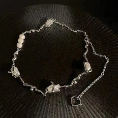 Irregular Titanium Steel Pearl Necklace