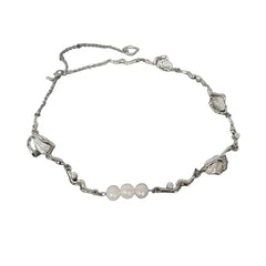 Irregular Titanium Steel Pearl Necklace - Necklaces