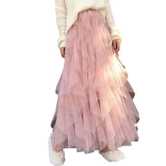 Irregular Tutu Elastic High Waist Long Tull Skirt