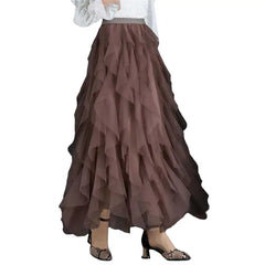 Irregular Tutu Elastic High Waist Long Tull Skirt