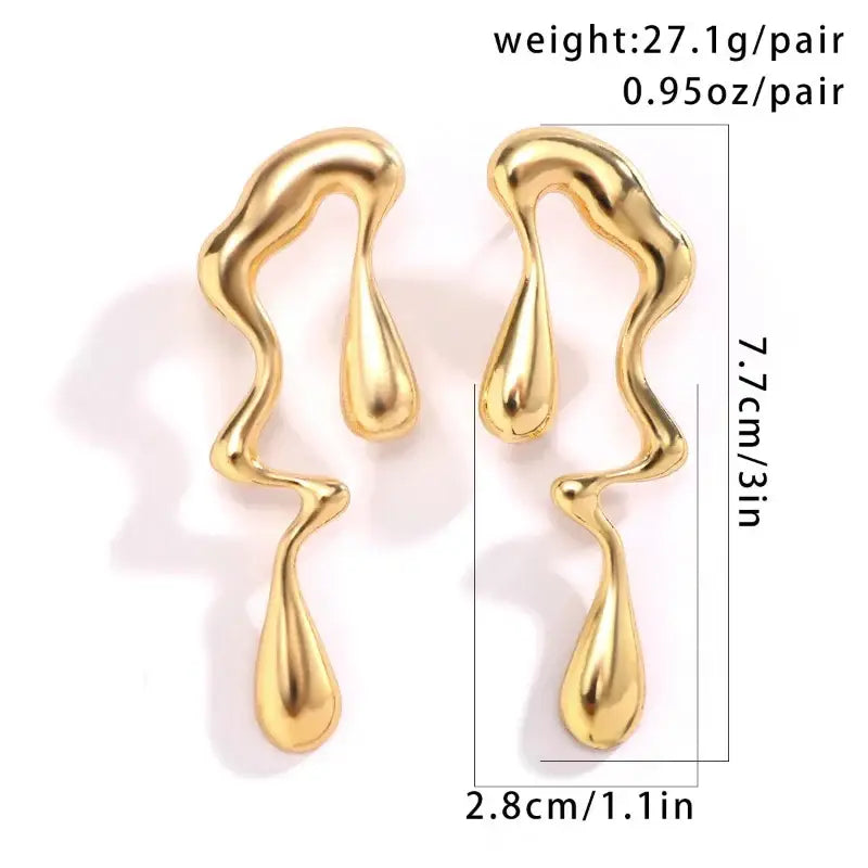 Irregular Water Drops Metal Stud Geometric Earrings