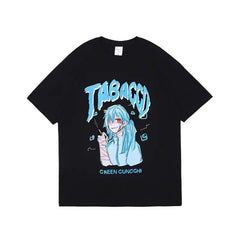 JABACCD Anime Print Oversize Japanese T-Shirt