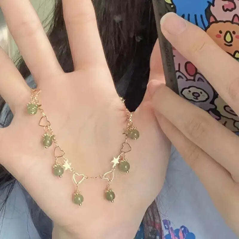 Jade Star and Heart Bracelet Embrace Style