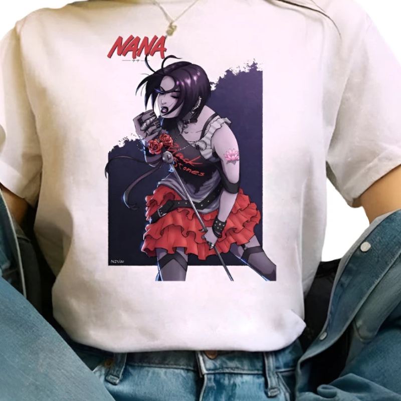 Japanese Anime Woman T-shirts Nana Osaki T Shirt Women Kawaii Nana Graphic Tees Harajuku Summer Top Cartoon Unisex Tshirt Female