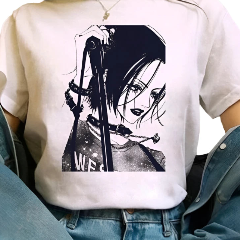 Japanese Anime Woman T-shirts Nana Osaki T Shirt Women Kawaii Nana Graphic Tees Harajuku Summer Top Cartoon Unisex Tshirt Female